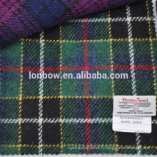 Tissu 100% laine vierge tartan Harris Tweed vert pour gants